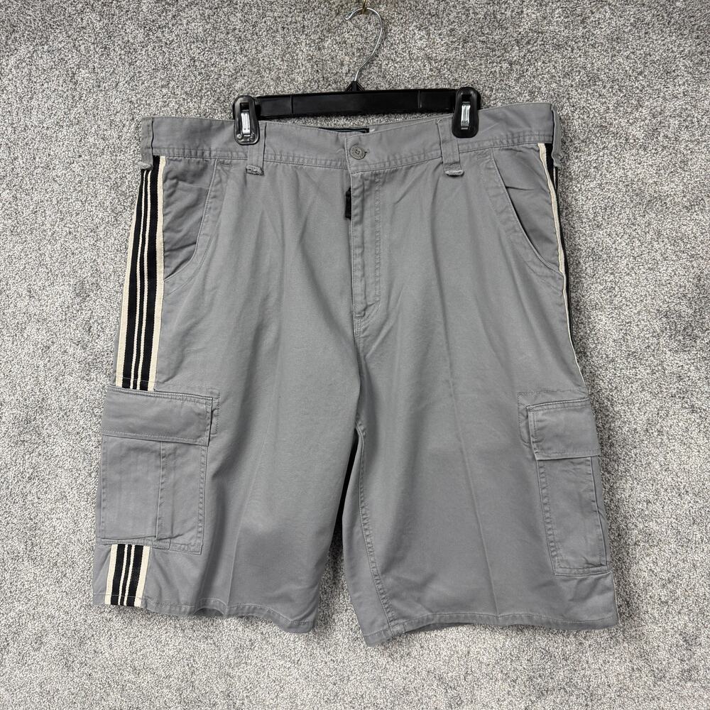 Vintage 90s Y2K Route 66 Cargo Shorts Mens Size 40x12 Gray Striped Urban Dadcore